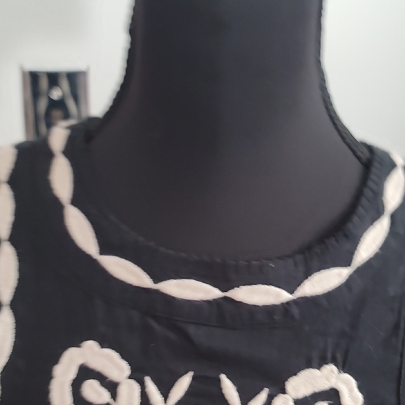 Free People Black Mini Dress with Cream Embroidery - Picture 4 of 11